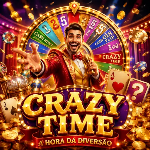 Cartão do Crazy Time, a roda de bônus ao vivo da Evolution