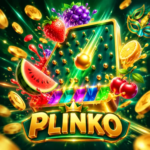Card do jogo Plinko com pinos e bolinha caindo