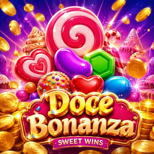 Cartão do slot Sweet Bonanza com doces coloridos